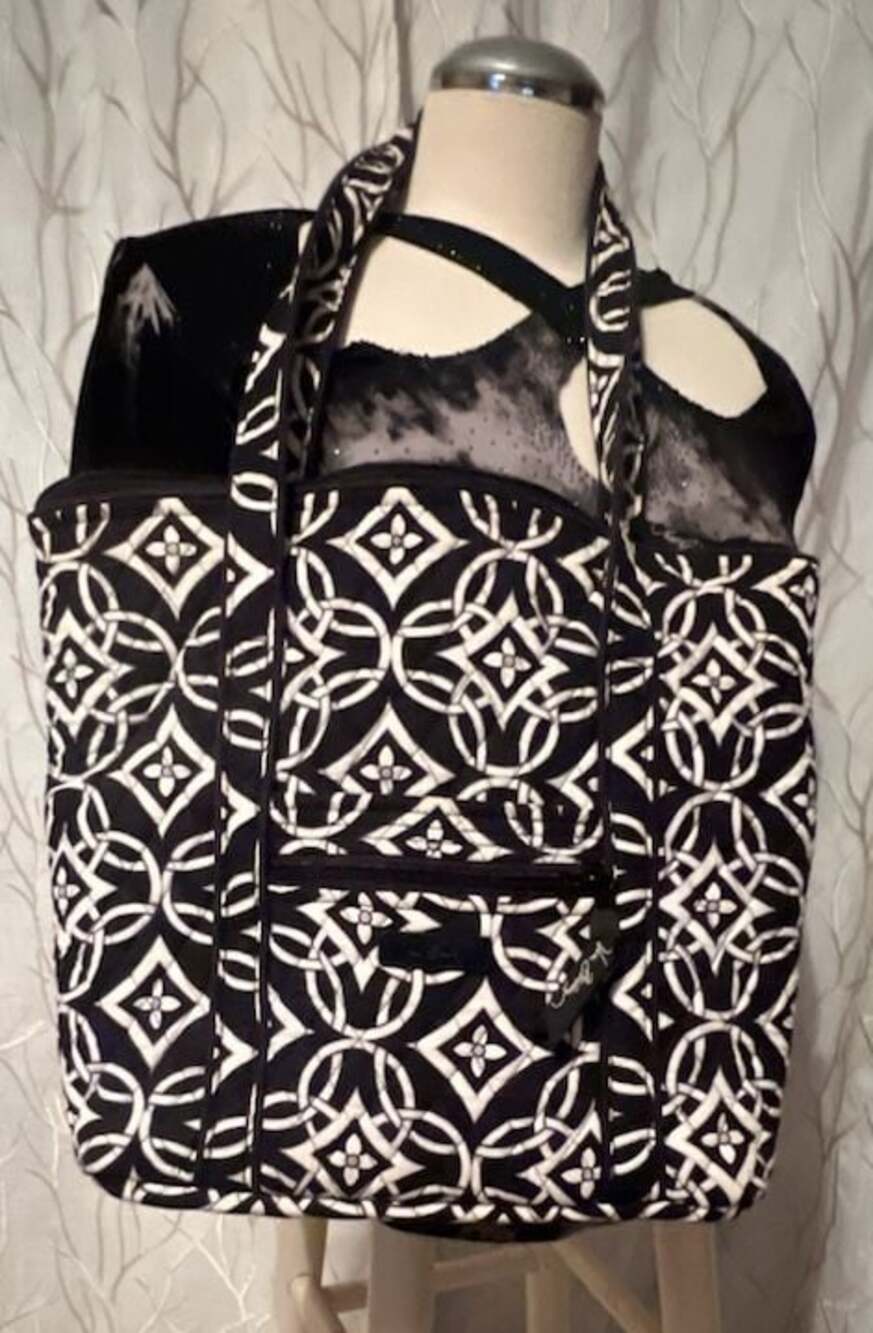 Vera Bradley Villager Tote Bag in Black and White Geometric Pattern